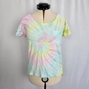 Dreamsicle Tie Dye Pocket T-Shirt Women's M Pastel Colors Spiral NWT